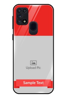 Galaxy A21s Custom Glass Phone Case  - Simple Red Color Design