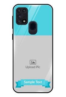 Galaxy A21s Personalized Glass Phone Case  - Simple Blue Color Design