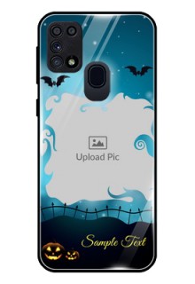 Galaxy A21s Custom Glass Phone Case  - Halloween frame design