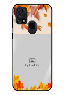Galaxy A21s Photo Printing on Glass Case  - Autumn Maple Leaves Design