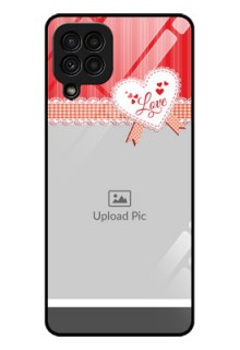 Galaxy A22 4G Custom Glass Mobile Case  - Red Love Pattern Design