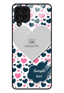 Galaxy A22 4G Custom Glass Phone Case  - Pink & Blue Heart Design
