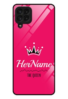 Galaxy A22 4G Glass Phone Case Queen with Name
