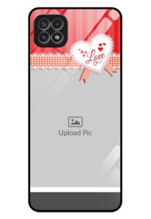 Galaxy A22 5G Custom Glass Mobile Case - Red Love Pattern Design