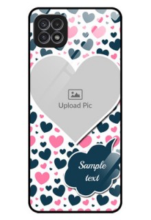 Galaxy A22 5G Custom Glass Phone Case - Pink & Blue Heart Design