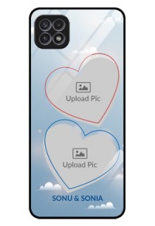 Galaxy A22 5G Custom Glass Mobile Case - Blue Color Couple Design 