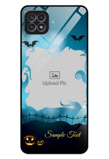 Galaxy A22 5G Custom Glass Phone Case - Halloween frame design