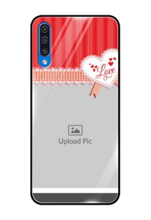 Galaxy A30s Custom Glass Mobile Case  - Red Love Pattern Design