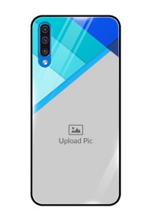 Galaxy A30s Custom Glass Phone Case  - Blue Pattern Design