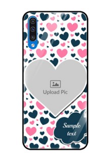 Galaxy A30s Custom Glass Phone Case  - Pink & Blue Heart Design