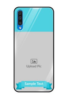 Galaxy A30s Personalized Glass Phone Case  - Simple Blue Color Design