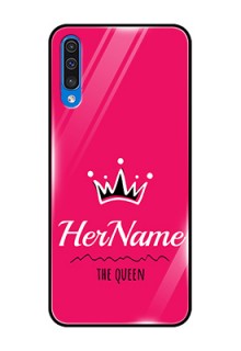 Galaxy A30s Glass Phone Case Queen with Name