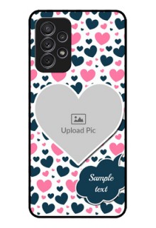Galaxy A32 Custom Glass Phone Case - Pink & Blue Heart Design