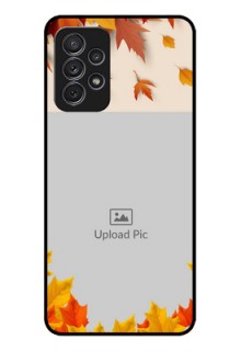 Galaxy A32 Photo Printing on Glass Case - Autumn Maple Leaves Design