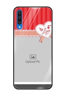 Samsung Galaxy A50 Custom Glass Mobile Case  - Red Love Pattern Design