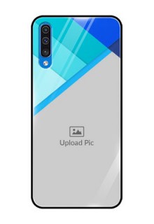 Samsung Galaxy A50 Custom Glass Phone Case  - Blue Pattern Design