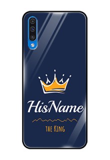Galaxy A50 Glass Phone Case King with Name
