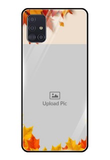 Galaxy A51 Photo Printing on Glass Case  - Autumn Maple Leaves Design
