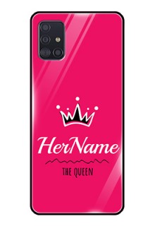 Galaxy A51 Glass Phone Case Queen with Name