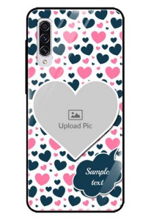 Samsung Galaxy A70 Custom Glass Phone Case  - Pink & Blue Heart Design