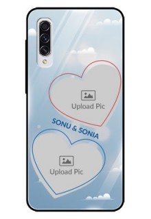 Samsung Galaxy A70 Custom Glass Mobile Case  - Blue Color Couple Design 