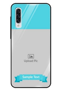 Samsung Galaxy A70s Personalized Glass Phone Case  - Simple Blue Color Design