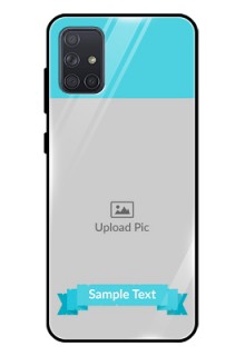 Galaxy A71 Personalized Glass Phone Case  - Simple Blue Color Design
