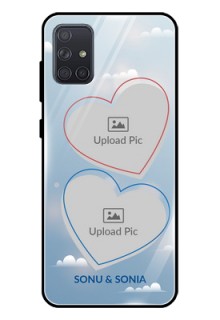 Galaxy A71 Custom Glass Mobile Case  - Blue Color Couple Design 