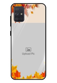 Galaxy A71 Photo Printing on Glass Case  - Autumn Maple Leaves Design