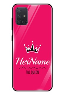 Galaxy A71 Glass Phone Case Queen with Name