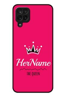 Galaxy F12 Glass Phone Case Queen with Name