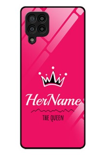 Galaxy F22 Glass Phone Case Queen with Name