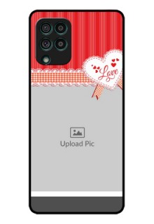 Galaxy F62 Custom Glass Mobile Case - Red Love Pattern Design