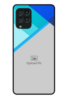 Galaxy F62 Custom Glass Phone Case - Blue Pattern Design