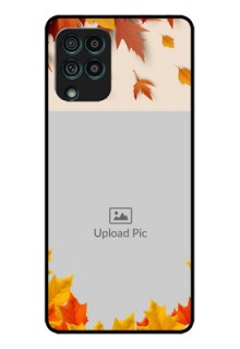 Galaxy F62 Photo Printing on Glass Case - Autumn Maple Leaves Design