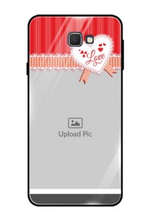 Samsung Galaxy J7 Prime Custom Glass Mobile Case  - Red Love Pattern Design
