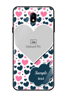 Galaxy J7 Pro Custom Glass Phone Case  - Pink & Blue Heart Design