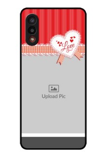 Galaxy M02 Custom Glass Mobile Case - Red Love Pattern Design