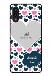 Galaxy M02 Custom Glass Phone Case - Pink & Blue Heart Design