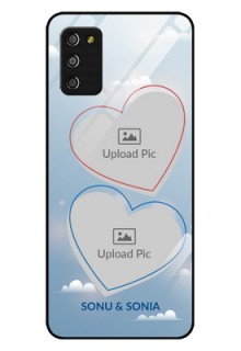 Galaxy M02s Custom Glass Mobile Case  - Blue Color Couple Design 