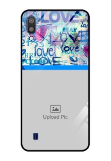Galaxy M10 Custom Glass Mobile Case - Colorful Love Design
