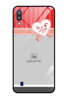 Galaxy M10 Custom Glass Mobile Case - Red Love Pattern Design