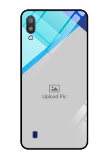 Galaxy M10 Custom Glass Phone Case - Blue Pattern Design