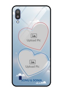 Galaxy M10 Custom Glass Mobile Case - Blue Color Couple Design 