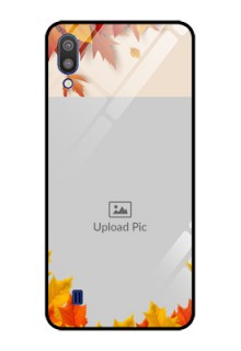Galaxy M10 Photo Printing on Glass Case - Autumn Maple Leaves Design