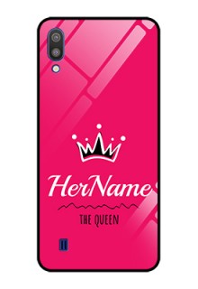 Galaxy M10 Glass Phone Case Queen with Name