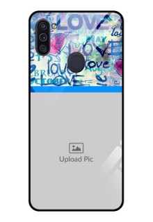 Galaxy M11 Custom Glass Mobile Case - Colorful Love Design