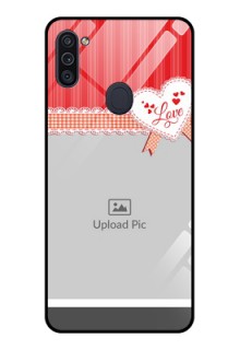 Galaxy M11 Custom Glass Mobile Case - Red Love Pattern Design