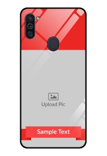 Galaxy M11 Custom Glass Phone Case - Simple Red Color Design