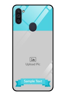 Galaxy M11 Personalized Glass Phone Case - Simple Blue Color Design